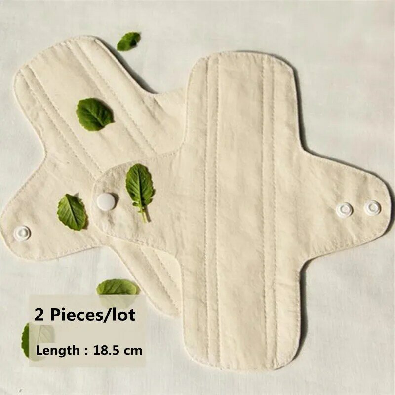 2Pcs/lot Washable Menstrual Pads Reusable Cotton Pads Cloth Sanitary Pads Napkin Breathable Panty Liners Feminine Hygiene 18.5cm