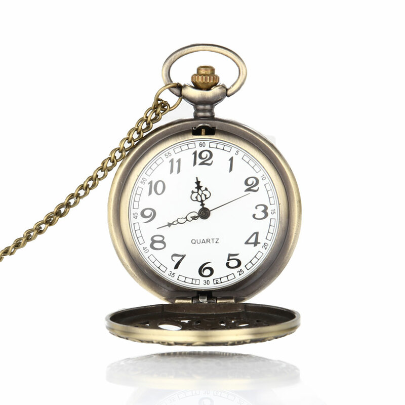 Diseño Retro engranaje hueco Fob reloj Vintage bronce bolsillo reloj collar cadena colgante NYZ Shop