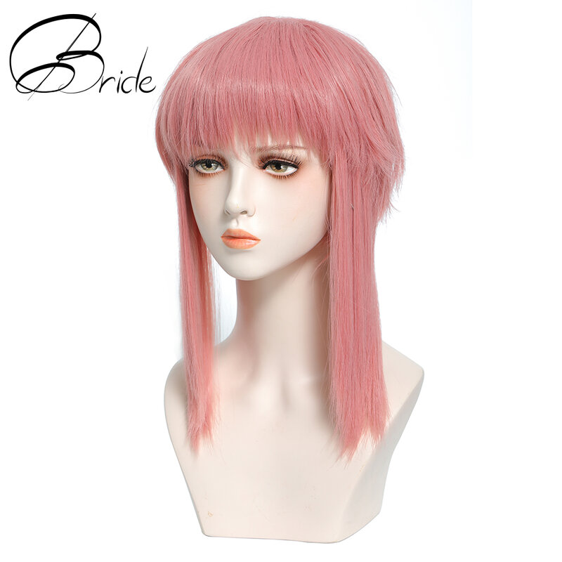 Anime cosplay peruca tender rosa longo perucas retas sintéticas para mulheres lolita diário usar fibra resistente ao calor meados de comprimento perucas
