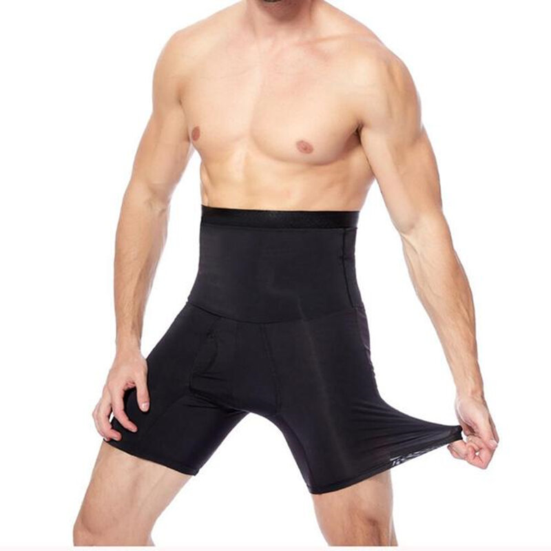 Shorts de controle de barriga dos homens de secagem rápida cintura alta emagrecimento modelagem calças plus size boxer underwear abdômen controle corpo shaper