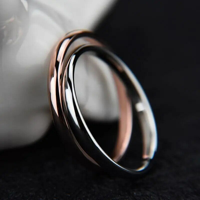 Anel fino de 2mm, joia feminina de ouro rosa, anel de aço inoxidável elegante para mulheres, anel quadrado com cauda, 1 venda imperdível