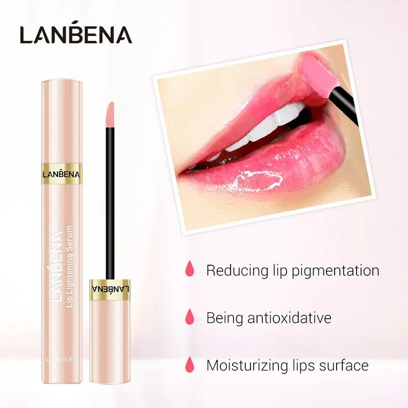 Отбеливающая Сыворотка для губ LANBENA, жидкость для губ с увеличением, для выцветания, для губ, розовых губ, стойкая, увлажняющая, для уменьшени...