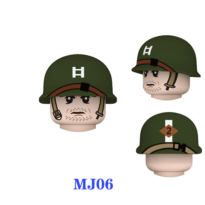 Blocos de construção do capacete da segunda guerra mundial, militar do exército militar, figuras de soldado, armas, acessórios, tijolos de brinquedo mj06