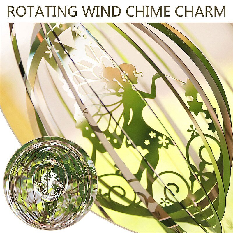 Vlinder Wind Chime Rvs Windmolen Met Haak Kinetische 3D Roterende Ronde-Vorm Hanger Wind Catchers Opknoping Home Decor