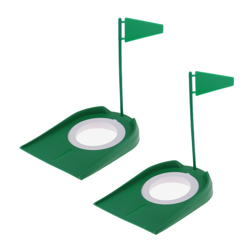 Taco de golfe verde indoor putter putting trainer com buraco bandeira prática auxílio em casa quintal ao ar livre treinamento auxílio buraco ajustável