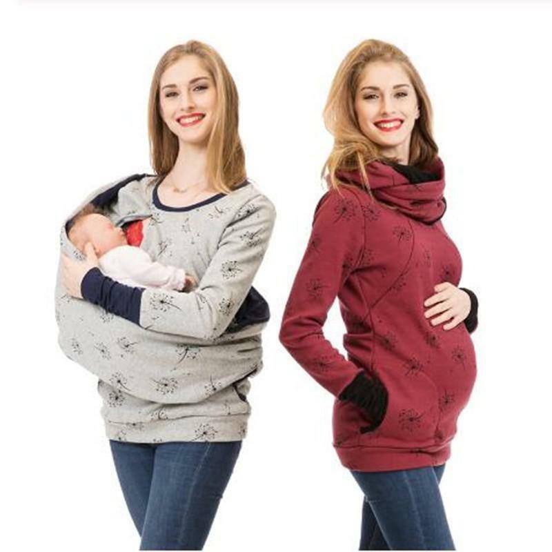 Moletom maternidade com capuz, roupas para grávidas e amamentação para outono e inverno 2021