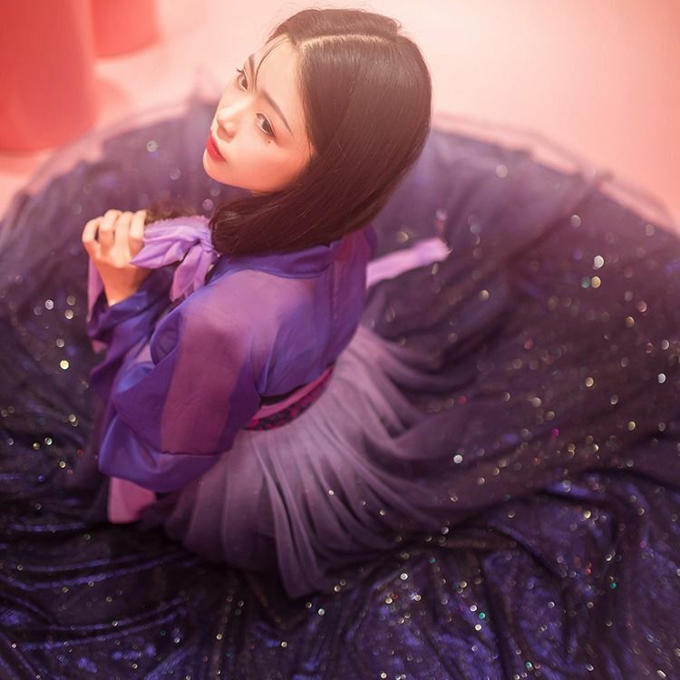 Vestido tradicional chino de Hanfu púrpura para mujer, traje de hada china, ropa de Hanfu púrpura, traje chino antiguo de la Dynasty Tang, 2021