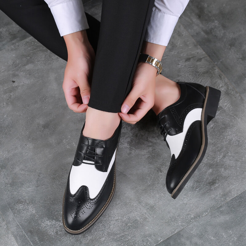 Nieuwe 2020 Mannen Mode Schoenen Klassieke Zomer Ademende Lederen Schoenen Elastische Naaien Limited Edition Italië Brogue Dress Schoenen