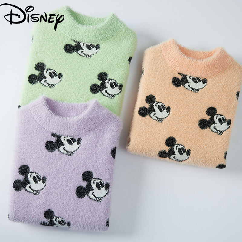 Disney jesień/zima kreskówka myszka miki dzianinowy sweter prosty i modny wodoodporny mink wełniany sweter dziecięcy sweter