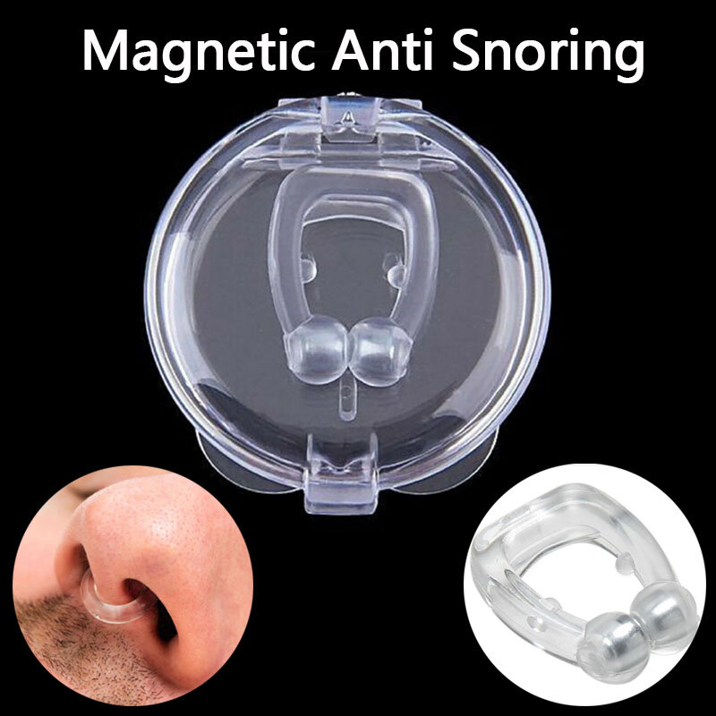 2/4 pc magnético anti ronco dispositivo de silicone anti ronco rolha nariz clipe bandeja sleepaid apneia guarda dispositivo da noite com caso