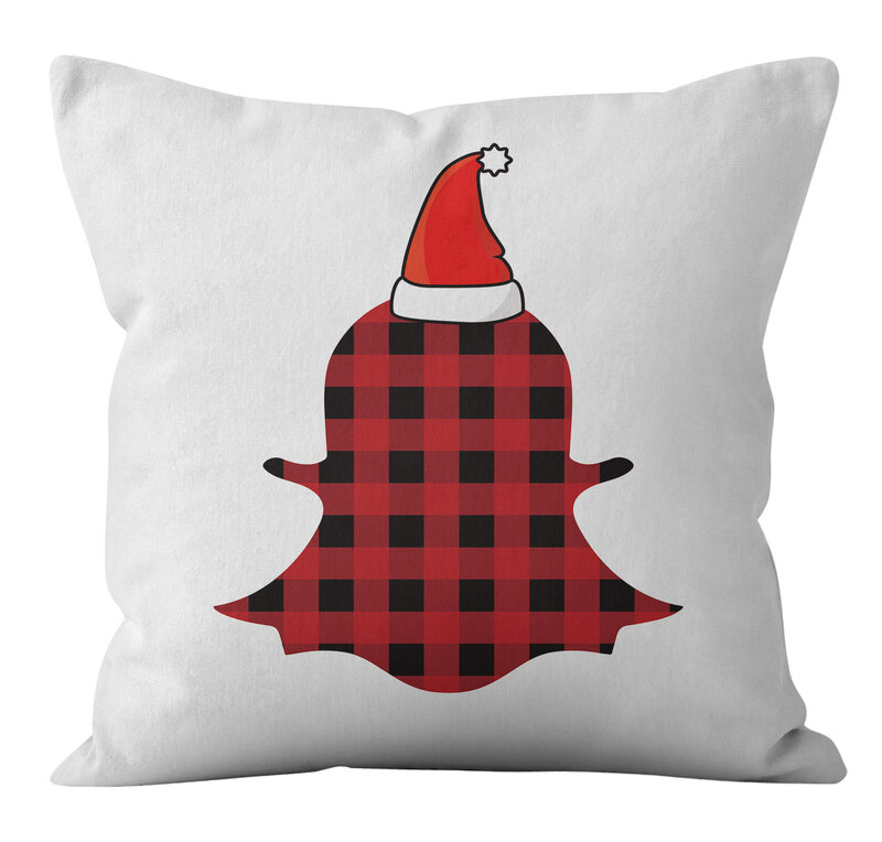 Funda de almohada con logotipo de aplicaciones, funda de almohada decorativa con diseño de tartán, aplicación Social, gorro de Navidad, para el hogar, sofá y silla
