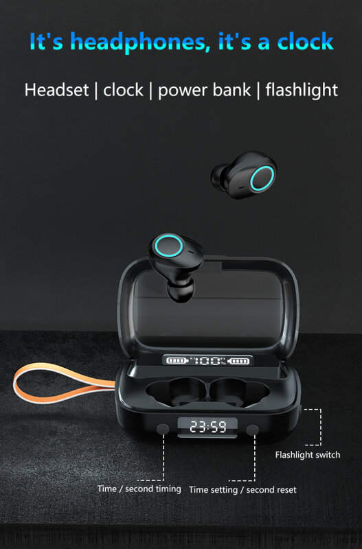 TWS bluetooth 5.1ワイヤレスヘッドセット,呼吸ライト,ステレオ,スポーツイヤホン,ノイズリダクション,iOS/Android用,a13