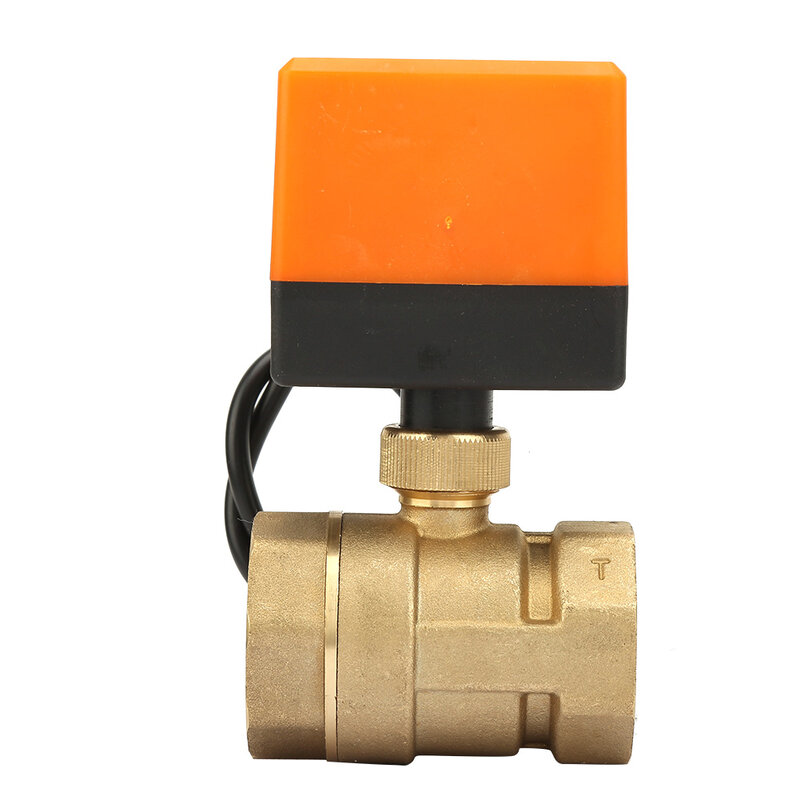 New DC 12V 2 Way 3 Wire Brass Motorized Ball Valve Electrical Valve DN32 G1-1/4 Inch Thread 90 Degree Rotation For Water Gas Oil