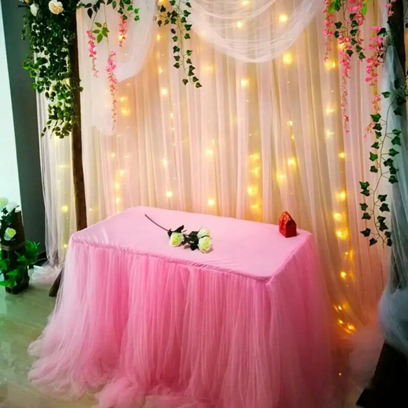 Huiran Tulle Tutu Table Skirt Tulle Tableware for Wedding Decoration Baby Shower Party Wedding Table Skirting Home Textile