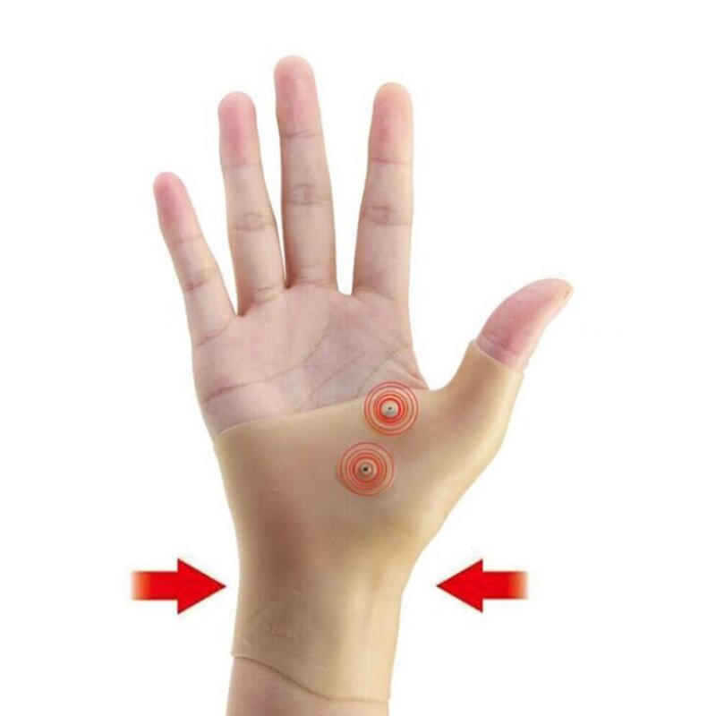 Magnetic Therapyข้อมือThumbสนับสนุนถุงมือซิลิโคนเจลโรคข้ออักเสบความดันCorrectorนวดบรรเทาอาการปวดถุงมือร้อ...