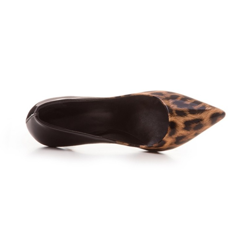 Zapatos de tacón alto de leopardo para mujer, calzado de tacón de aguja puntiagudo con estampado de leopardo, altura 7.8.9.10.11.12 cm