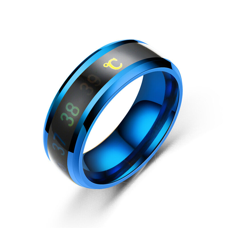 Lnrrabc Real-Time Temperatuur Test Vinger Ring Fashion Rvs Smart Sensor Lichaamstemperatuur Ring