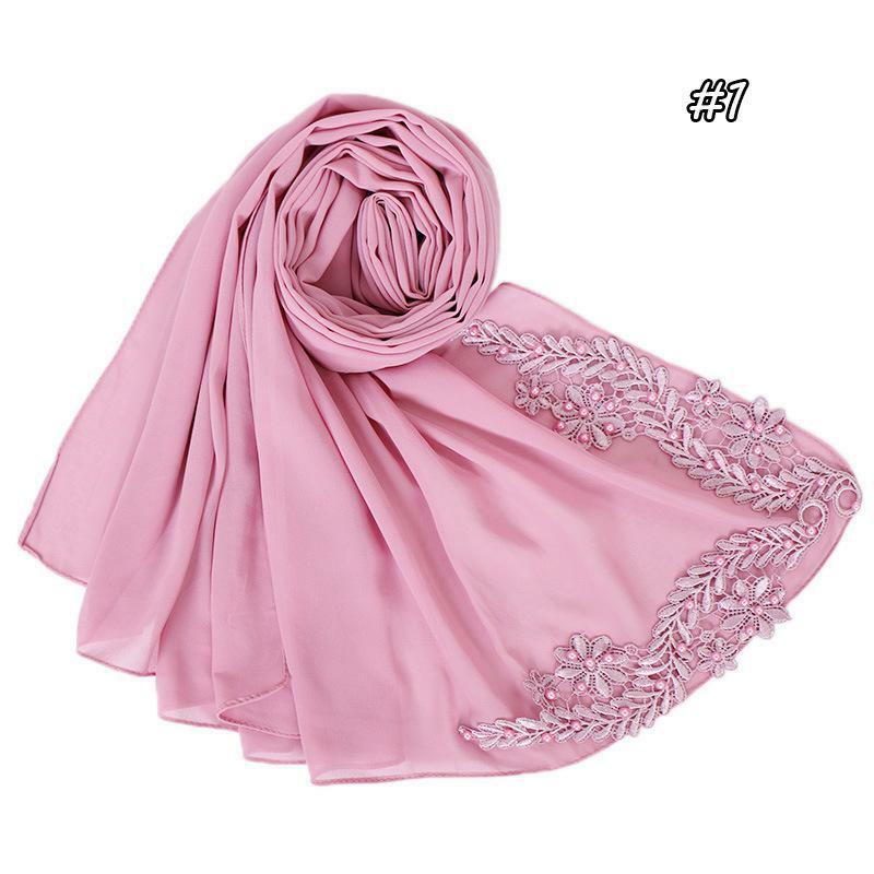 Chal de gasa para la cabeza, pañuelo de alta calidad, Hijab musulmán, bordado simple, 180cm x 70cm
