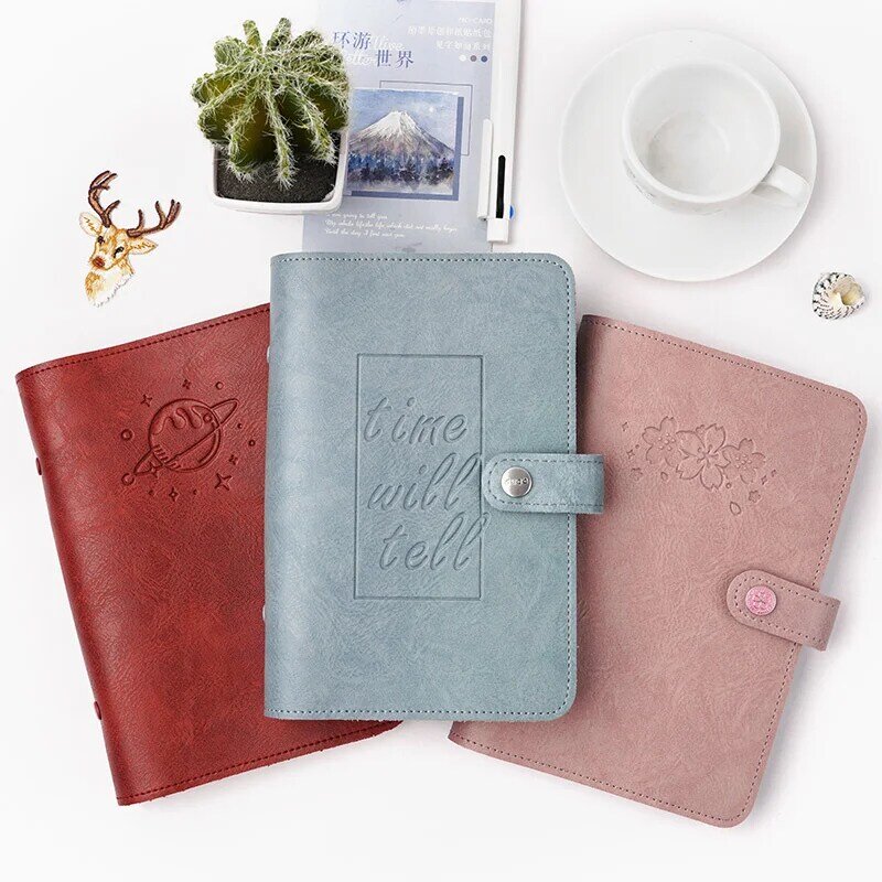 2021 Agenda Diary Personal Organizer PU Leather Cover Loose-leaf Notebook Replaceable Paper Traveler Notepad Stationery Supplies