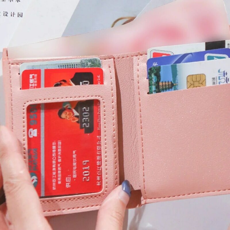 Vendita calda nappa portafoglio da donna portafoglio corto portamonete porta carte portafoglio piccolo da donna Mini pochette da donna borsa per soldi 2021
