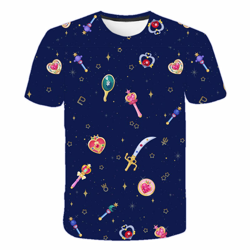 Koszulka damska 3D sailor moon japońskie anime koszulki męskie koszulki nowość Casual chłopcy z krótkim rękawem Teen topy koszulki