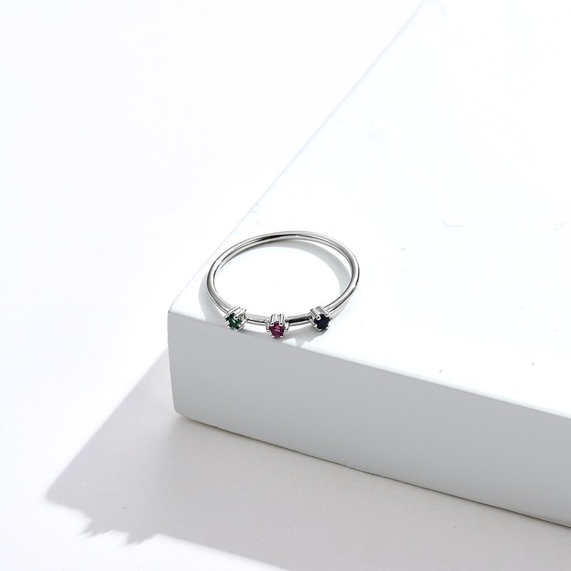 레인보우 컬러 925 스털링 실버 반지 여성을 위한 새로운 지르콘 간단한 결혼식 여성 손가락 반지, 고급 고급 액세서리 주얼리