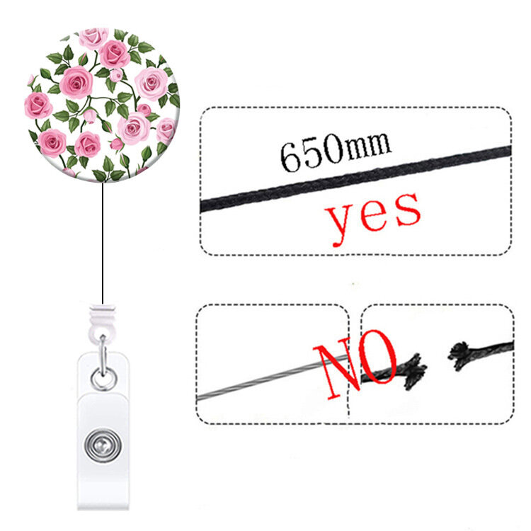 2022 new Fashion Oil painting flowers Colorful Flower Retractable Badge Reel Clip Students Doctor ID Card Holder Clip 2022 new