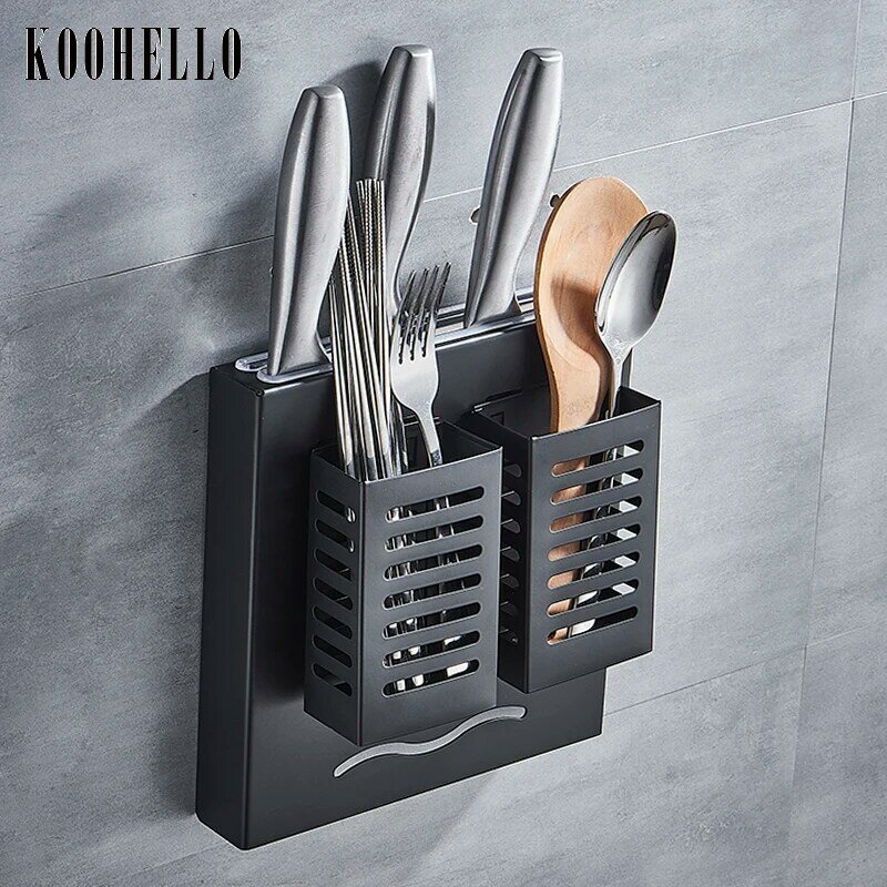 Estante de almacenamiento de acero inoxidable para cuchillos, estante organizador montado en la pared, para palillos, tenedores, cucharas