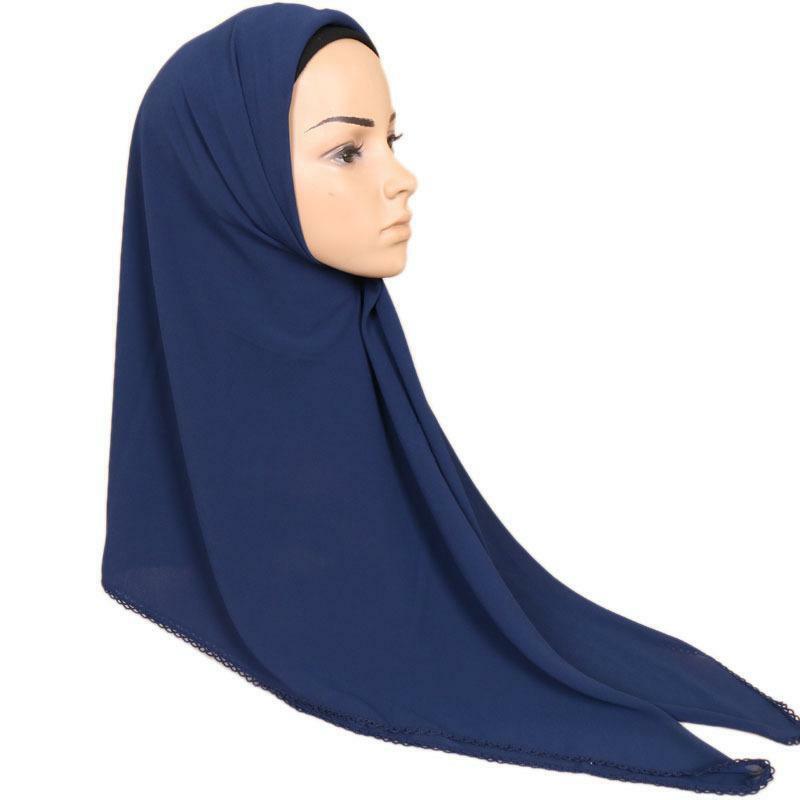 Écharpe Hijab musulmane en mousseline | Écharpe pour tête de châle, couleurs unies, 115cm x 115cm, haute qualité