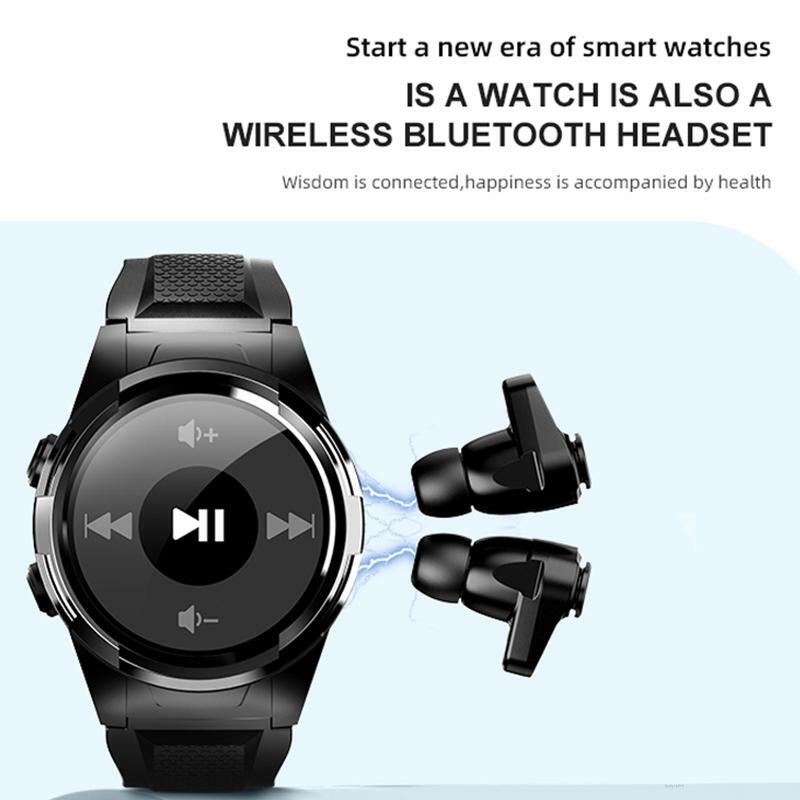 2022 relógio inteligente com chamada bluetooth fones de ouvido 2 em 1 monitoramento freqüência cardíaca pedômetro smartwatch para ios android telefone
