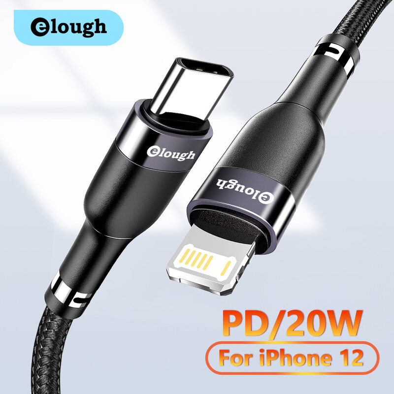 Elough PD 20W USB C타입 케이블, 아이폰 13 12 11 프로 맥스 휴대폰 고속 충전 케이블, 아이패드 맥북용 조명 케이블