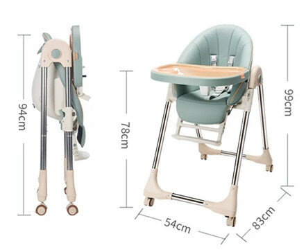 Cadeira de jantar para bebês, cadeira de jantar infantil para família, dobrável e multifuncional