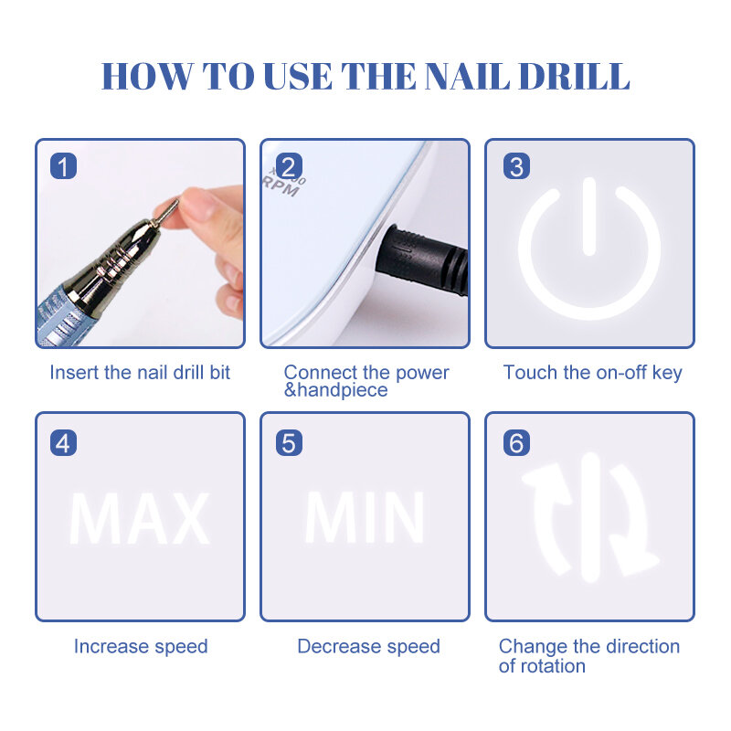 35W Nail Boor Manicure Machine 35000Rpm Hoge Snelheid Laag Geluidsniveau Mill Cutter Boren Pedicure Set Salon Gebruik nail Art Apparatuur