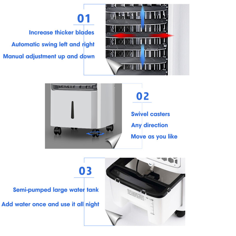 Ar condicionado doméstico 220v, ventilador de refrigeração, refrigeração, água fria, elétrico, portátil, mini ar condicionado de chão