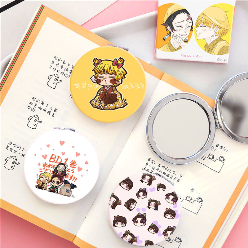 Anime Demon Slayer: Kimetsu No Yaiba Portable Folding Mirror Cosplay 2021 Jewelry Mirror Gift Girls Carry Round Mirror