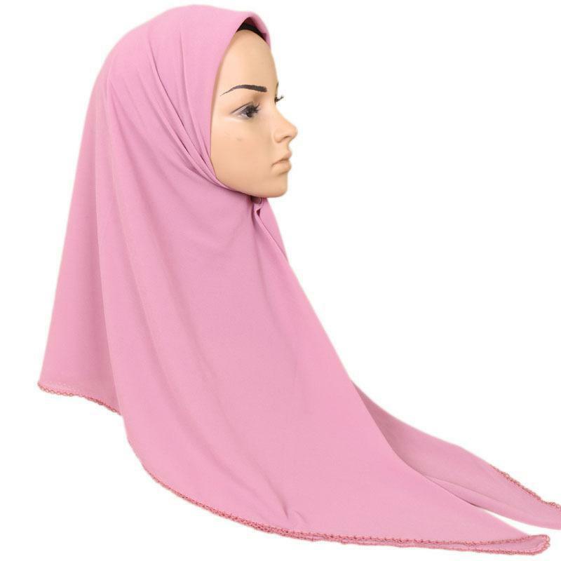 คุณภาพสูงชีฟองมุสลิมผ้าคลุมไหล่ฮิญาบผ้าคลุมไหล่สี 115 ซม.x 115 ซม.
