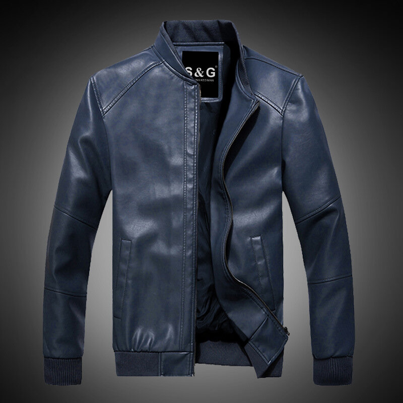 Chaqueta de cuero sintético con cremallera para hombre, abrigo grueso y cálido, color caqui, negro, Punk, 2xl, otoño e invierno, 2021