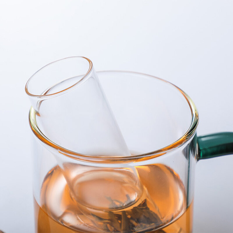 1個ガラス茶注入器クリエイティブパイプガラスデザイン茶ストレーナーマグカップ用ファンシー用プーアル茶ハーブティーツールアクセサリー