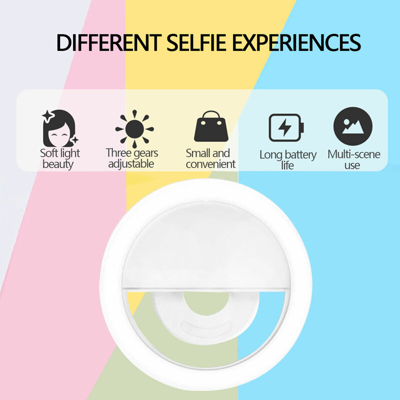 USB تهمة Led Selfie مصباح مصمم على شكل حلقة الجدة ماكياج الإنارات Led Selfie مصباح الهواتف المحمولة صور إضاءة ليد ليلية النيون تسجيل