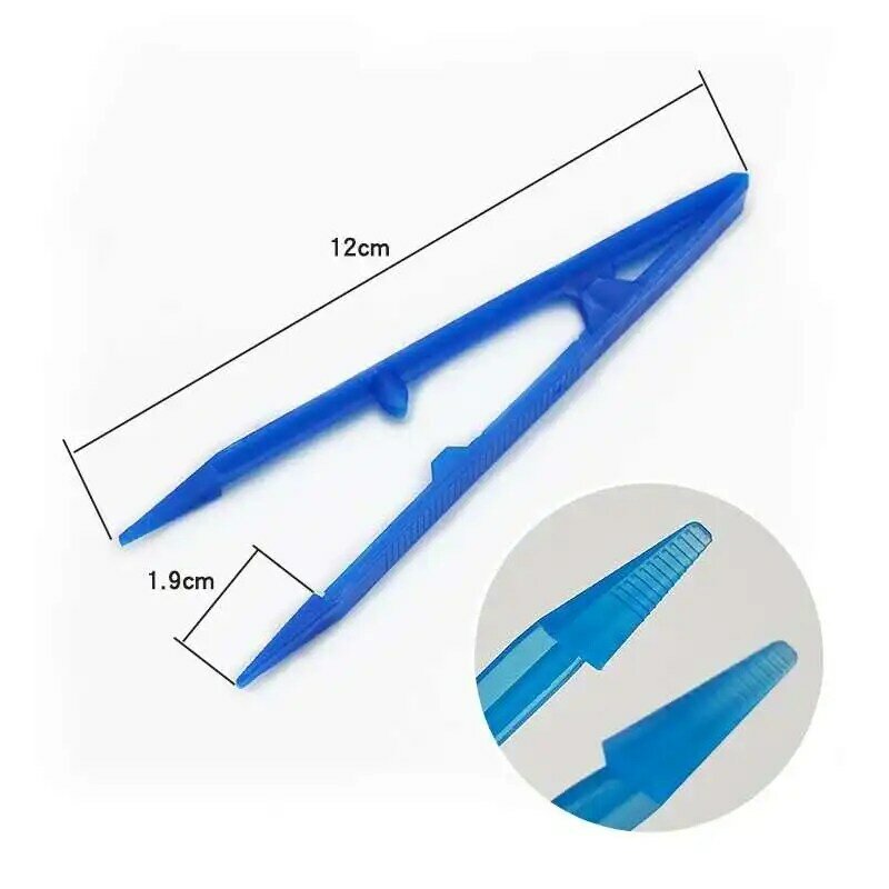 20pcs Disposable Tweezers Medical Beads Small Plastic Forceps Tweezers Tools For Crafts Jewelry Making DIY 12x2.5x1cm