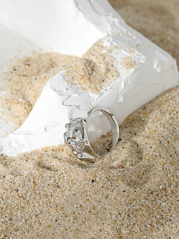 S'steel Sterling Zilver 925 Koreaanse Eenvoudig Ontwerp Onregelmatige Textuur Opening Ring Voor Vrouwen Luxe Party Accessoires Sieraden