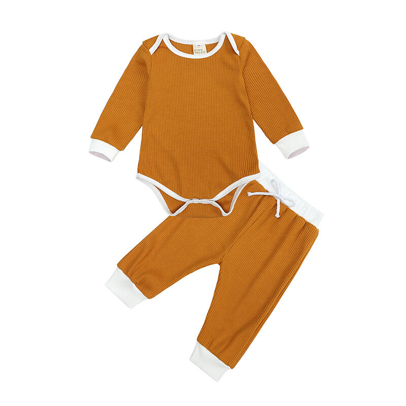 Herfst Kinderen Katoen Nachtkleding Meisjes & Jongen Lange Mouw Romper Pyjama Sets Tops En Broek Set Strip Pyjama Voor Pasgeboren outfit