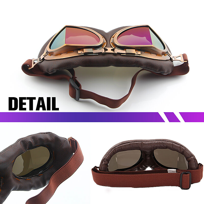 Eliteson – lunettes de soleil Vintage en cuir PU, pour moto, équitation, cyclisme, Protection UV, hors route, hors saleté, Motocross