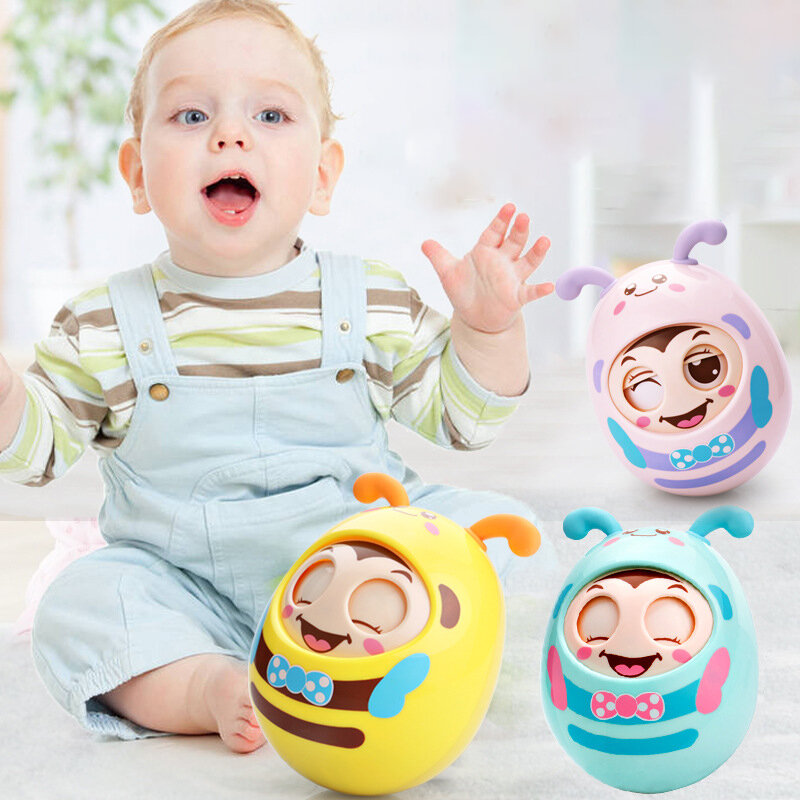 Mainan Bayi Baru Kerincingan Ponsel Boneka Lonceng Berkedip Mata Tumbler Silikon Teether Menyenangkan untuk Hadiah Bayi Baru Lahir 0-12 Bulan Mainan Lucu