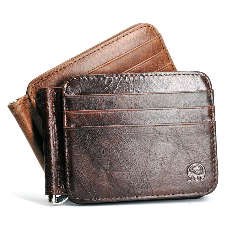 2020 Trend Brand Unisex Genuine Leather Design Fashion Gift Slim Wallet Travel Front Pocket Money Clip Mini Clamp Purse XYX-C044