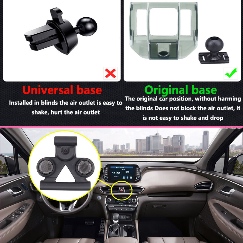 Suporte automotivo para celular hyundai, suporte giratório para carregamento sem fio, para iphone, lg, 2019, 2020 tm