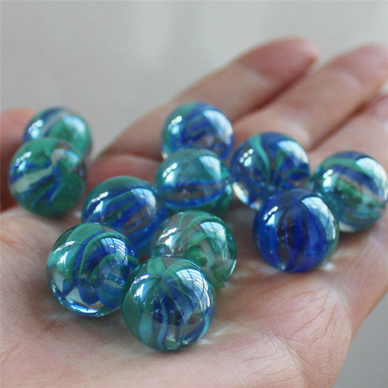 16mm Glass Ball Two-color Flower Heart Small Marbles Pat Toys Parent- Child Beads Console Game Pinball Machine Bouncing Ball