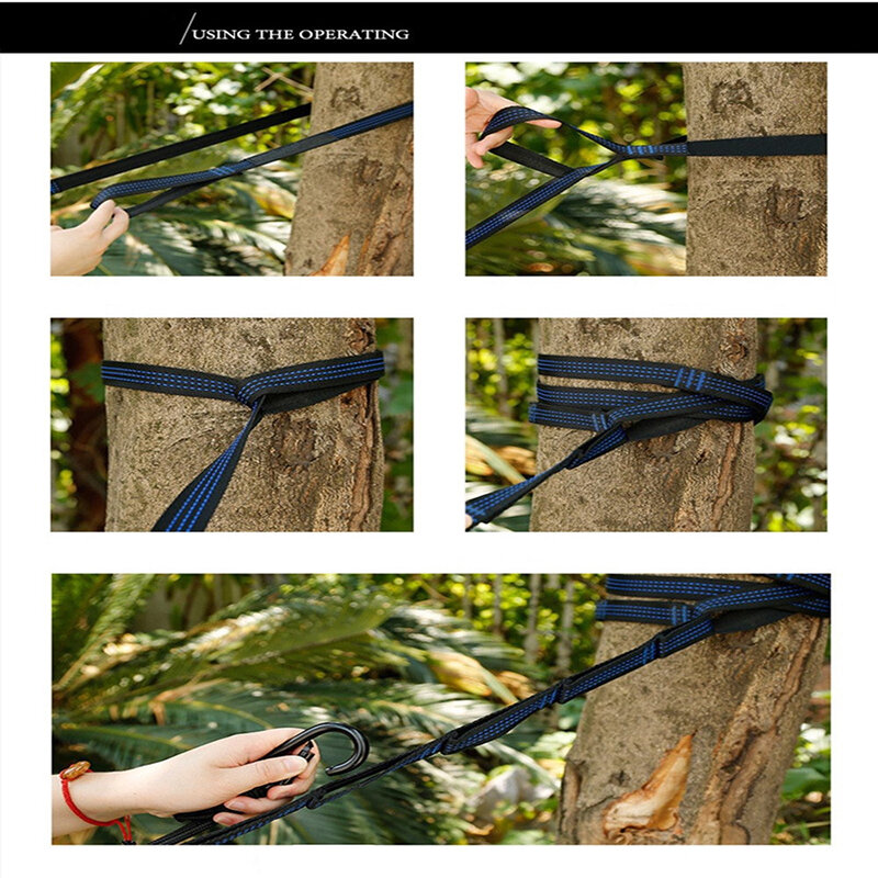 Adjustable 2pcs Hammock Strap Rope Belt 300cm Tree Hanging Aerial Spare Part 200KG Load Outdoor Yoga Camping Hammock with Buckle