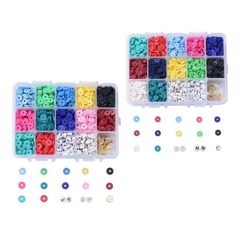 1 boîte de perles multicolores en argile polymère pour la fabrication de bracelets et de colliers L41B