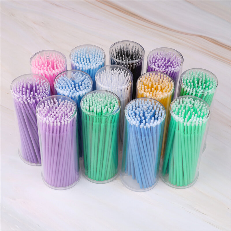 100Pcs Micro Brush Disposable Microbrush Applicators Eyelash Extensions Remove False Eyelashes Cotton Swab